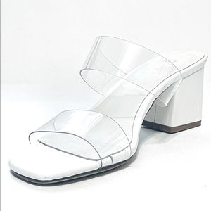 NWOT Raye Drama Heels Clear Straps, Sz 7